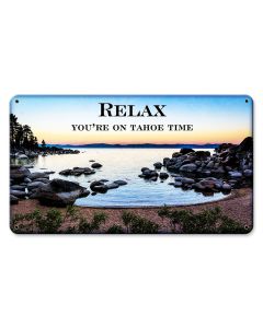 Tahoe Relax, Travel, Metal Sign, Wall Art, 14 X 8 Inches