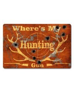 My Lucky Hunting Shirt Vintage Sign, Barn and Country, Metal Sign, Wall Art, 12 X 18 Inches