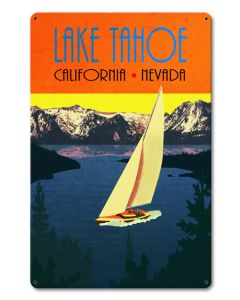 Sail Tahoe Vintage Sign, Travel, Metal Sign, Wall Art, 12 X 18 Inches