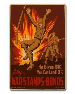 Buy War Stamps Bonds Vintage Sign, Patriotic, Metal Sign, Wall Art, 18 X 12 Inches