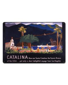 See Santa Catalina Vintage Sign, Travel, Metal Sign, Wall Art, 12 X 18 Inches