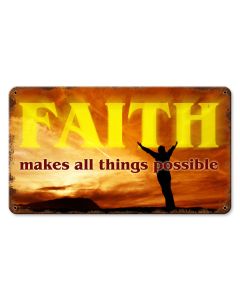 Faith Makes Things Possible Vintage Sign, Ocean and Beach, Metal Sign, Wall Art, 14 X 8 Inches