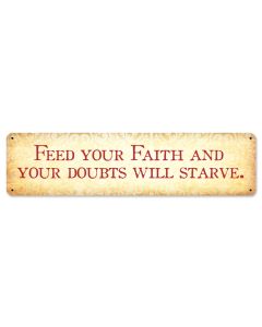 Feed Your Faith Vintage Sign, Ocean and Beach, Metal Sign, Wall Art, 20 X 5 Inches