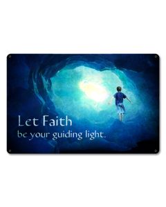 Let Faith Be Your Guide Vintage Sign, Ocean and Beach, Metal Sign, Wall Art, 18 X 12 Inches