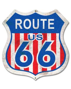 Route 66 Red White Blue Vintage Sign, Street Signs, Metal Sign, Wall Art, 26 X 28 Inches