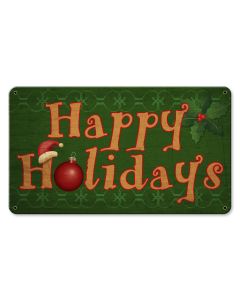 Happy Holidays Vintage Sign, Seasonal, Metal Sign, Wall Art, 14 X 8 Inches