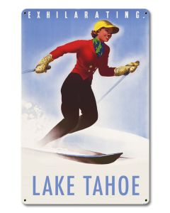 Exhilarating Lake Tahoe Vintage Sign, Travel, Metal Sign, Wall Art, 12 X 18 Inches