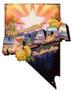 Visit Beautiful Nevada Vintage Sign, Travel, Metal Sign, Wall Art, 16 X 20 Inches