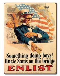 Uncle Sam Enlist Vintage Sign, Military, Metal Sign, Wall Art, 12 X 16 Inches