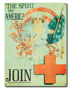 Join Red Cross Vintage Sign, Military, Metal Sign, Wall Art, 12 X 16 Inches
