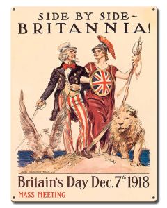 Britannia Mass Meeting Vintage Sign, Military, Metal Sign, Wall Art, 12 X 16 Inches