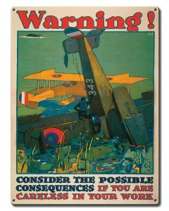 Warning Possible Consequences Vintage Sign, Military, Metal Sign, Wall Art, 12 X 16 Inches