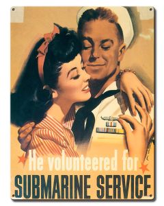 Submarine Service Volunteer Vintage Sign, Military, Metal Sign, Wall Art, 12 X 16 Inches