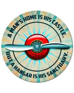 Man's Hangar Vintage Sign, Aviation, Metal Sign, Wall Art, 14 X 14 Inches
