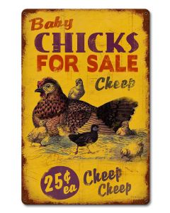 Chicks Cheep, Oil & Petro, Metal Sign, Wall Art, 12 X 18 Inches