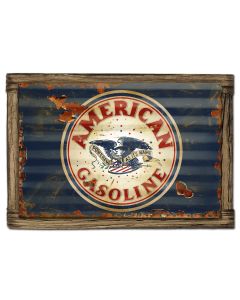 American Gasoline Vintage Sign, Oil & Petro, Metal Sign, Wall Art, 24 X 16 Inches