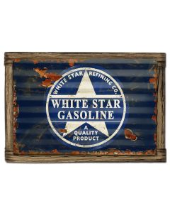 White Star Gasoline Vintage Sign, Oil & Petro, Metal Sign, Wall Art, 24 X 16 Inches