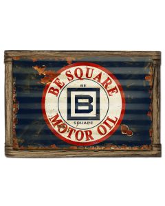 Be Square Gasoline Vintage Sign, Oil & Petro, Metal Sign, Wall Art, 24 X 16 Inches