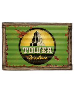 Tower Gasoline Vintage Sign, Oil & Petro, Metal Sign, Wall Art, 24 X 16 Inches