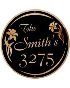Flowers Personalized Name Number, Home & Garden, Metal Sign, Wall Art, 28 X 28 Inches
