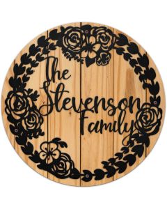Wreath Family Name Personalized, Home & Garden, Metal Sign, Wall Art, 28 X 28 Inches