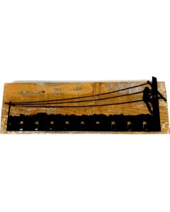 Lineman Keyholder Wood Background Vintage Sign, Lineman, Metal Sign, Wall Art, 22 X 6 Inches
