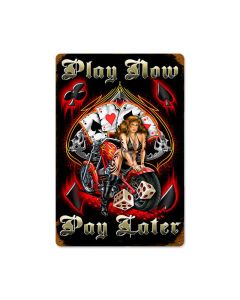 Play Now Pay Later Vintage Sign, Aviation, Metal Sign, Wall Art, 12 X 18 Inches