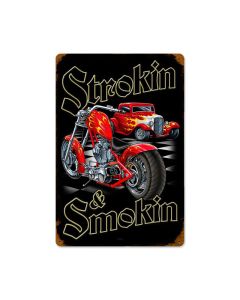 Strokin And Smokin Vintage Sign, Aviation, Metal Sign, Wall Art, 12 X 18 Inches