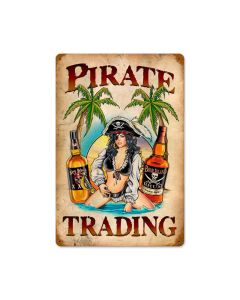 Pirate Trading Vintage Sign, Other, Metal Sign, Wall Art, 12 X 18 Inches