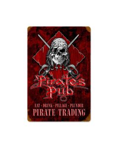 Pirates Pub Vintage Sign, Man Cave, Metal Sign, Wall Art, 12 X 18 Inches