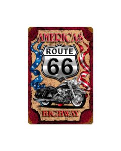 America Highway Vintage Sign, Other, Metal Sign, Wall Art, 12 X 18 Inches