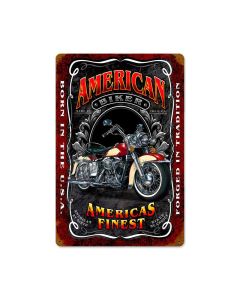 American Biker Vintage Sign, Other, Metal Sign, Wall Art, 12 X 18 Inches