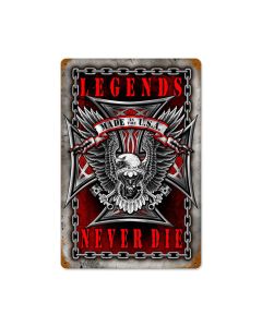 Legends Never Die Vintage Sign, Other, Metal Sign, Wall Art, 12 X 18 Inches