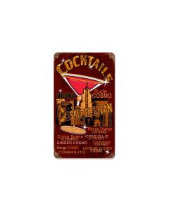 Cosmo Cocktails Vintage Sign, Food & Drink, Metal Sign, Wall Art, 8 X 14 Inches