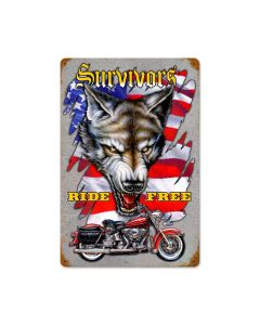 Survivors Free Vintage Sign, Other, Metal Sign, Wall Art, 12 X 18 Inches