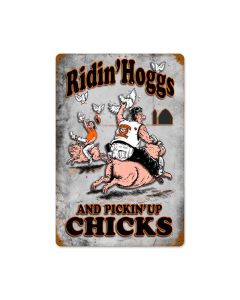 Riding Hogs Vintage Sign, Other, Metal Sign, Wall Art, 12 X 18 Inches