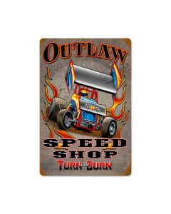 Outlaw Speed Shop Vintage Sign, Other, Metal Sign, Wall Art, 12 X 18 Inches