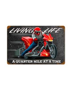 Living Life Vintage Sign, Other, Metal Sign, Wall Art, 12 X 18 Inches
