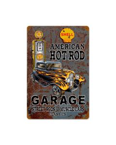 Hot Rod Shell Gas Vintage Sign, Other, Metal Sign, Wall Art, 12 X 18 Inches