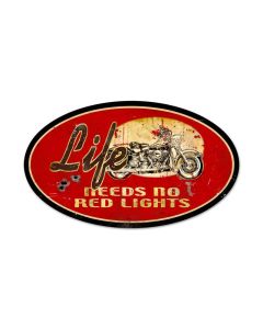 No Red Lights Vintage Sign, Other, Metal Sign, Wall Art, 24 X 14 Inches