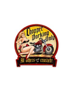 Chopper Parking Vintage Sign, Motorcycle, Metal Sign, Wall Art, 16 X 15 Inches