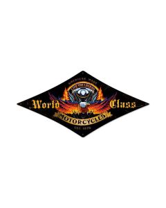 World Class Motorcycles Vintage Sign, Other, Metal Sign, Wall Art, 14 X 22 Inches