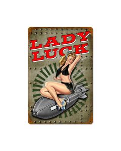 Lucky Lady Vintage Sign, Other, Metal Sign, Wall Art, 12 X 18 Inches