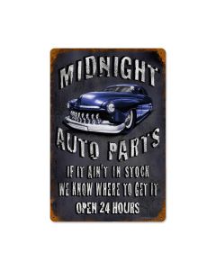 Midnite Auto Vintage Sign, Other, Metal Sign, Wall Art, 12 X 18 Inches