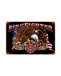 Firefighter Eagle Vintage Sign, Other, Metal Sign, Wall Art, 12 X 18 Inches