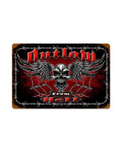 Outlaw From Hell Vintage Sign, Other, Metal Sign, Wall Art, 12 X 18 Inches