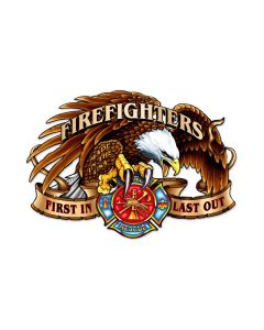 Firefighter Eagle Vintage Sign, Other, Metal Sign, Wall Art, 22 X 16 Inches