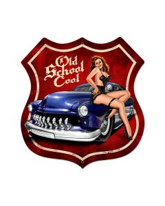 Old School Vintage Sign, Pinup Girls, Metal Sign, Wall Art, 28 X 28 Inches