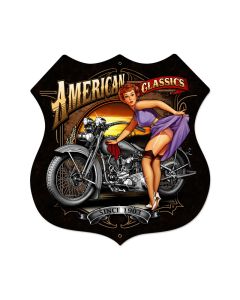 American Classics Vintage Sign, Pinup Girls, Metal Sign, Wall Art, 28 X 28 Inches
