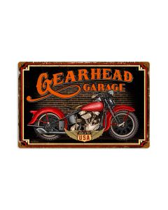 Gear Head Vintage Sign, Other, Metal Sign, Wall Art, 18 X 12 Inches